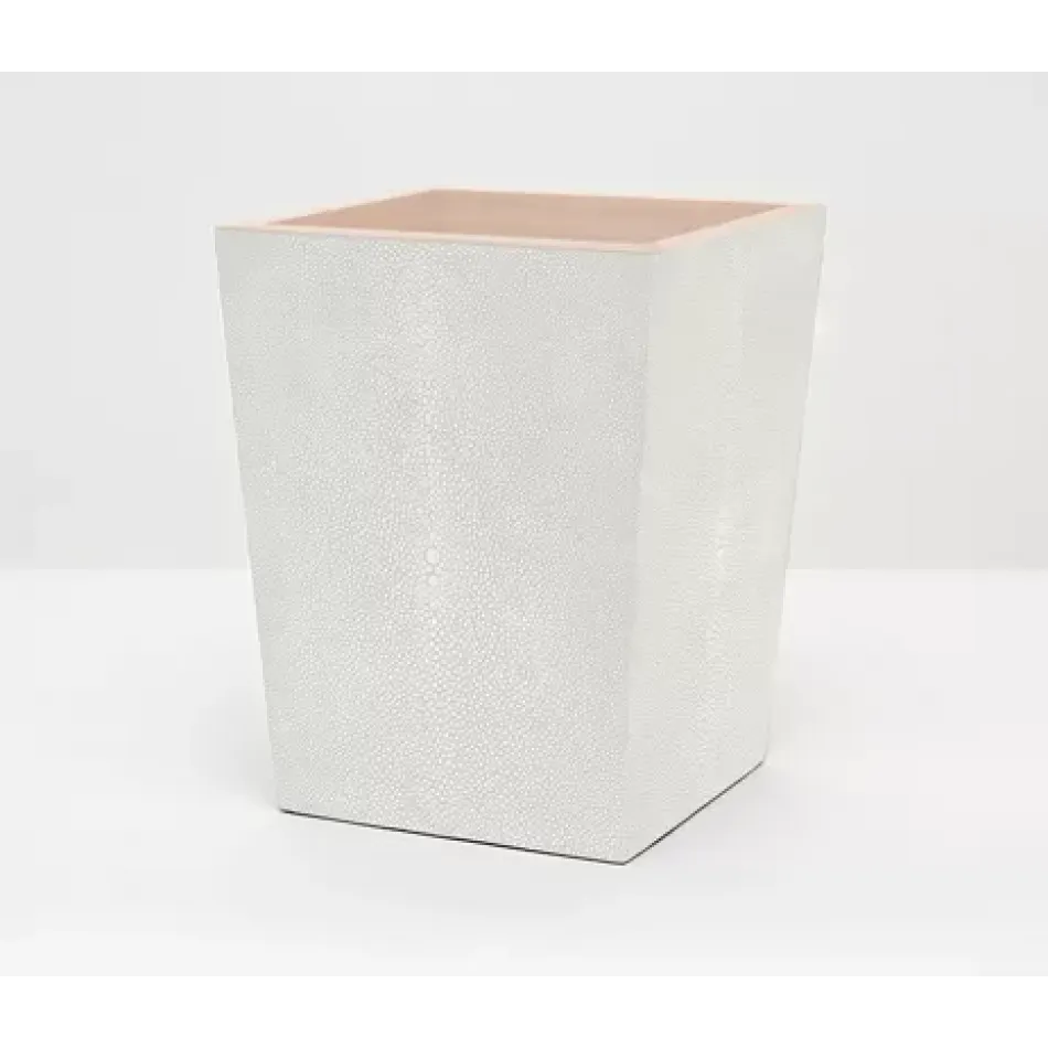 Manchester Ivory Wastebasket Square Tapered Realistic Faux Shagreen