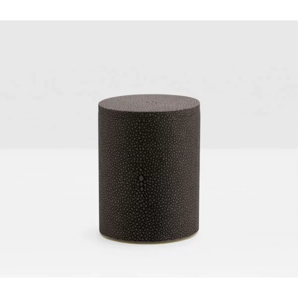 Manchester Dark Mushroom Canister Round Small Realistic Faux Shagreen