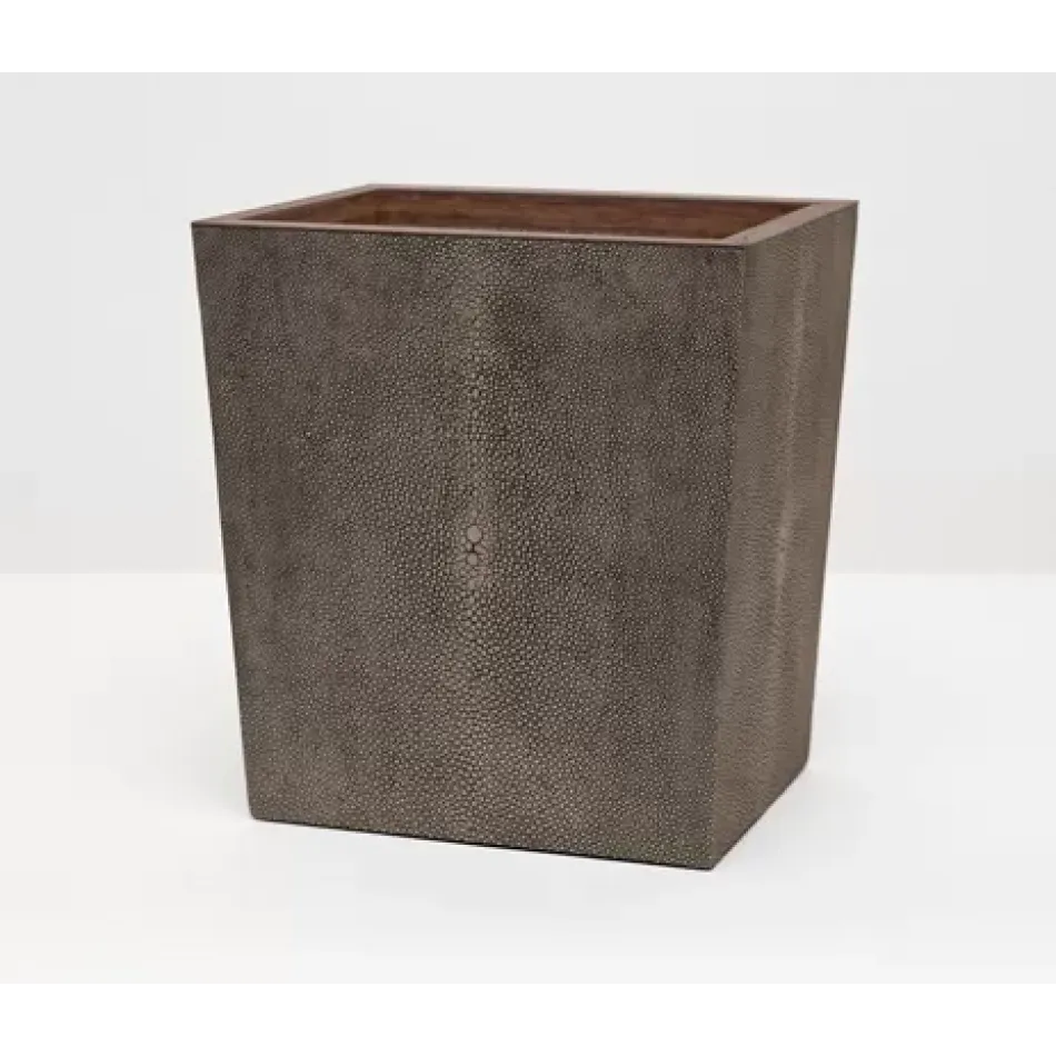 Manchester Dark Mushroom Wastebasket Rectangular Tapered Realistic Faux Shagreen