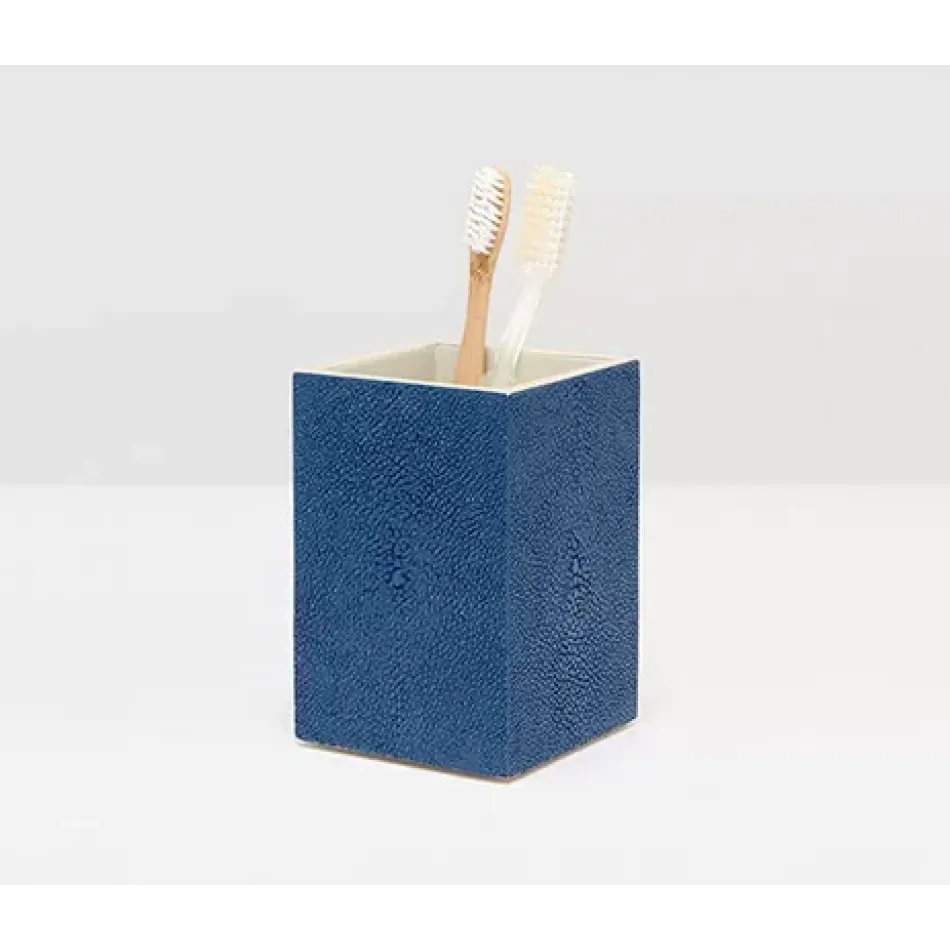 Manchester Navy Brush Holder Square Straight Realistic Faux Shagreen