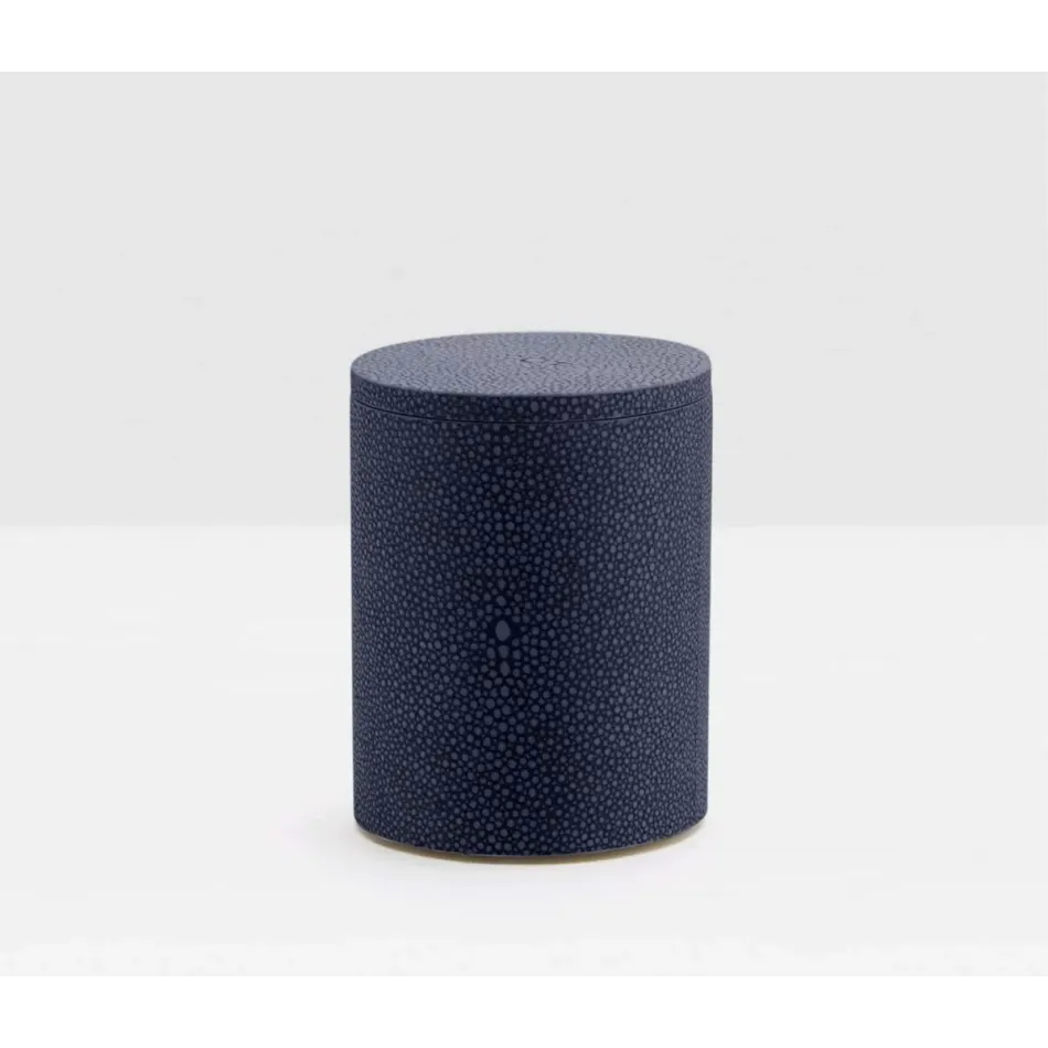 Manchester Navy Canister Round Small Realistic Faux Shagreen