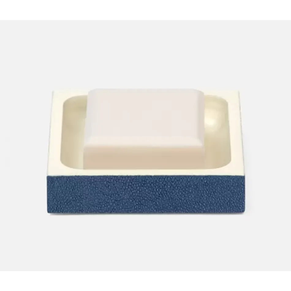 Manchester Navy Soap Dish Square Straight Realistic Faux Shagreen