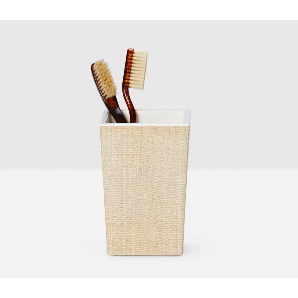 Maranello Beige/White Brush Holder Square Tapered Abaca/Resin