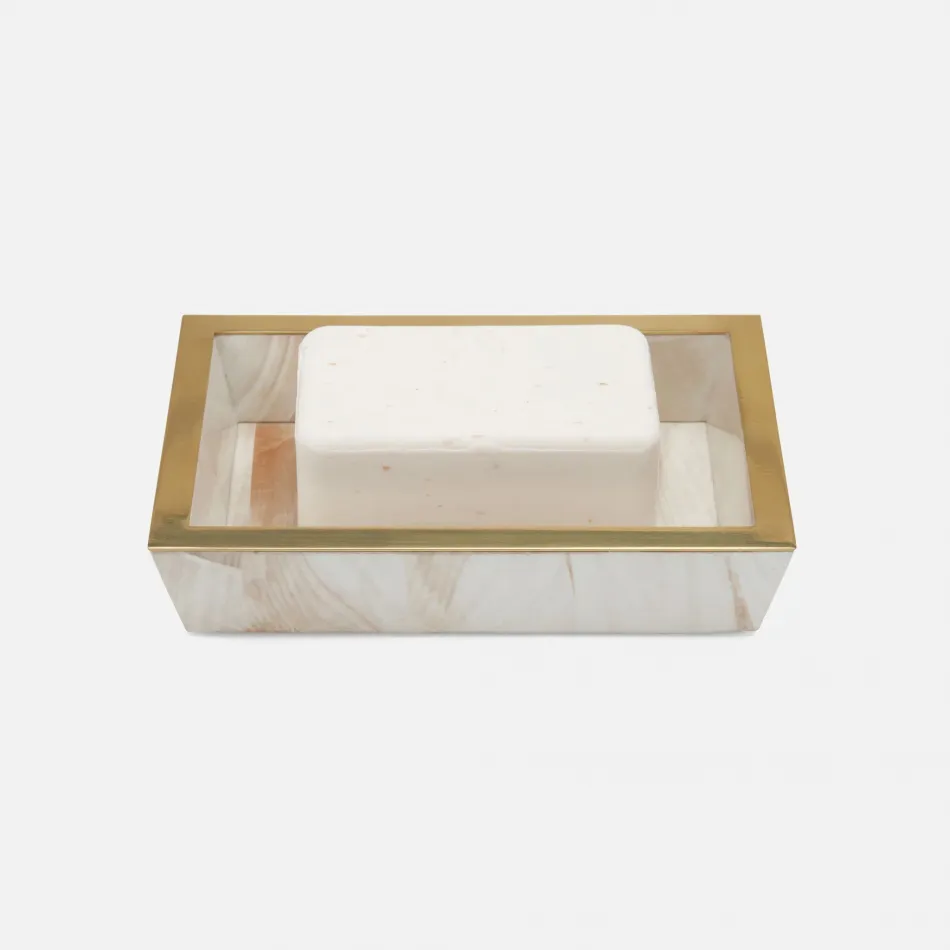 Palermo II Natural/Brass Soap Dish Rectangular: 6.5"L x 4.5"W x 1.5"H