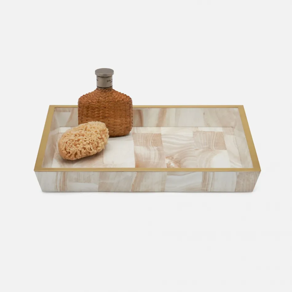 Palermo II Natural/Brass Tray 13"L x 10.5"W x 1.5"H