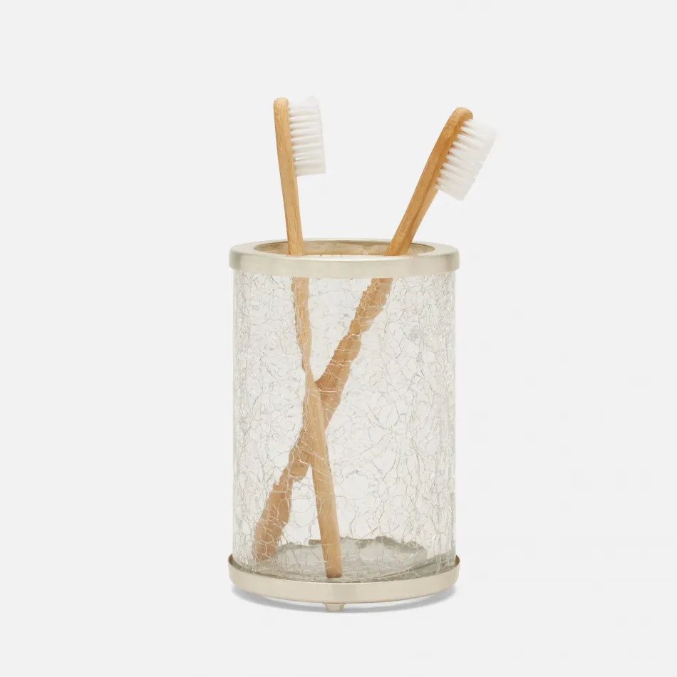 Pomaria Brushed Silver Brush Holder 3"D x 4.5"H