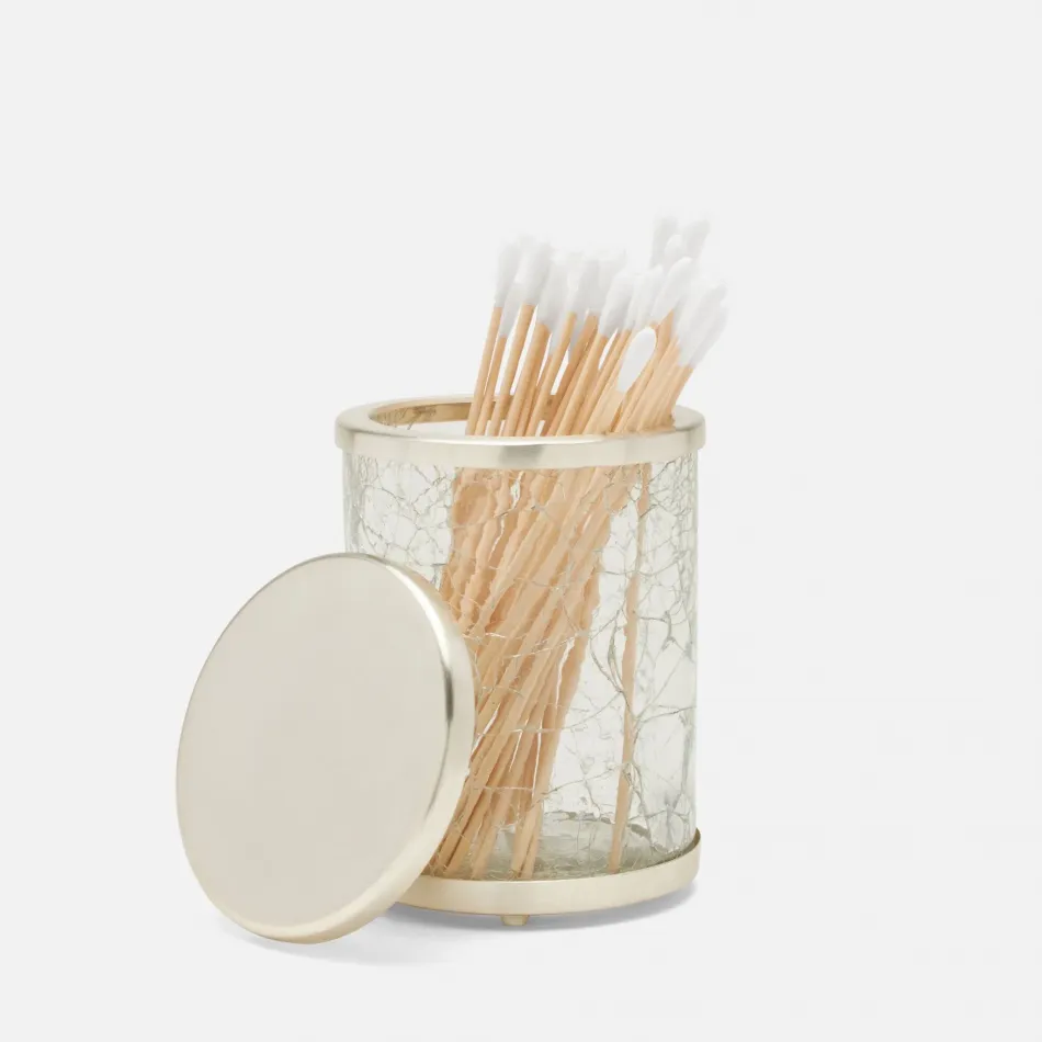Pomaria Brushed Silver Bath Canister Small: 3.5"D x 4.5"H