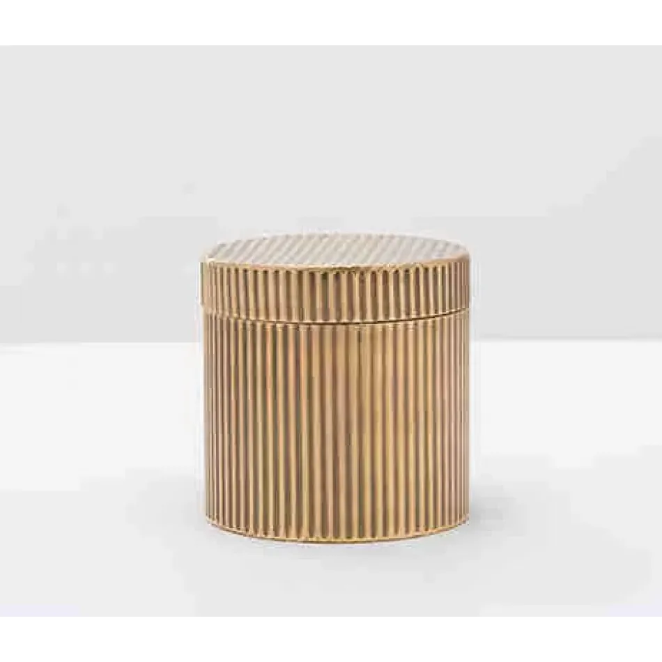 Redon Antique Brass Canister Large Round Ribbed Metal