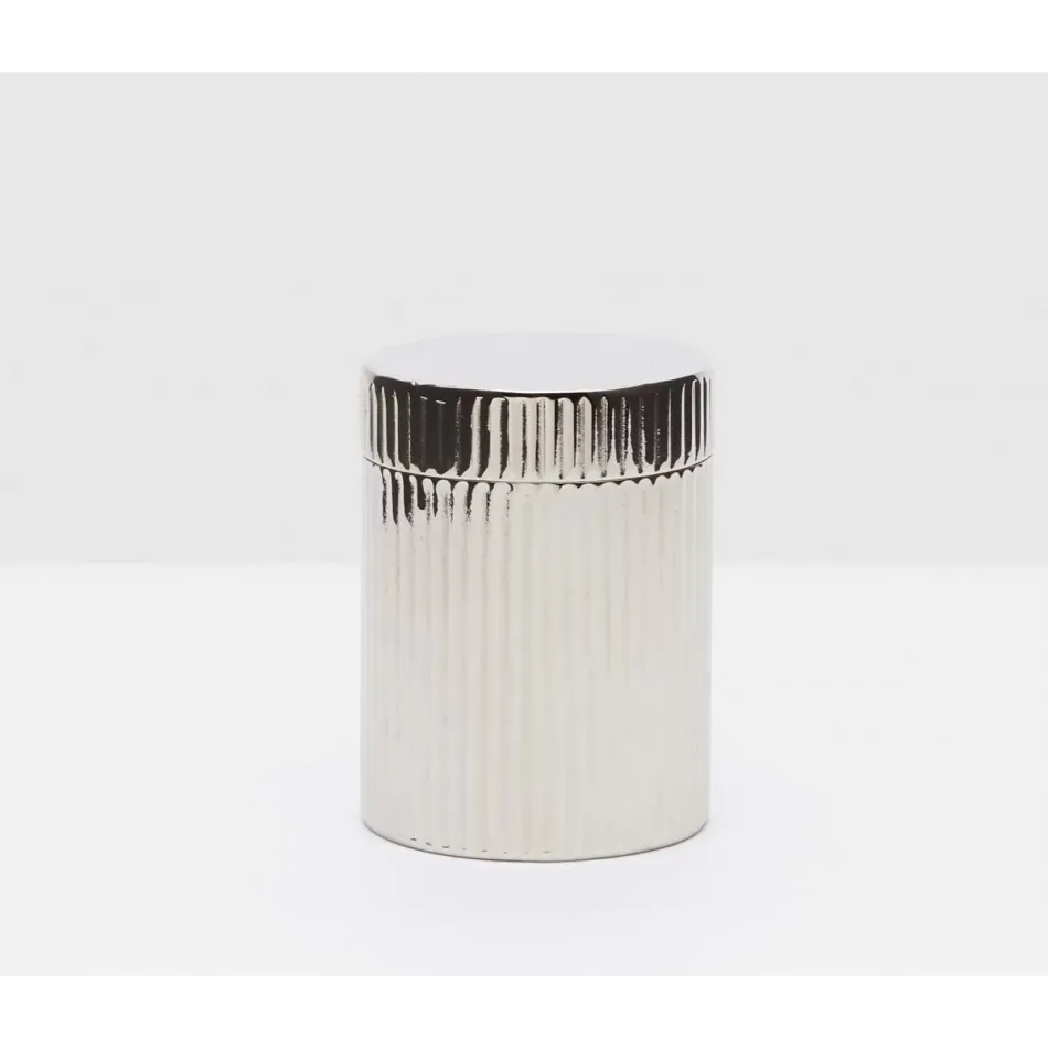 Redon Shiny Nickel Canister Small Round Ribbed Metal