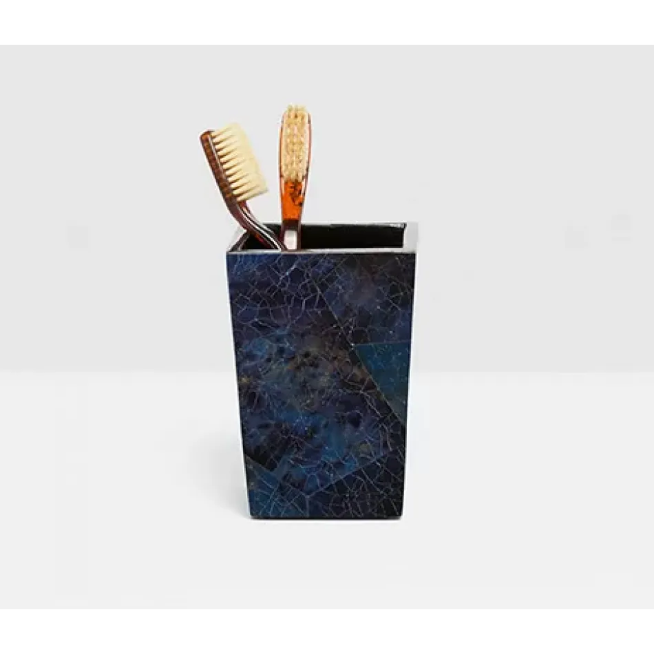 Santorini Dark Blue Brush Holder Square Tapered Pen Shell