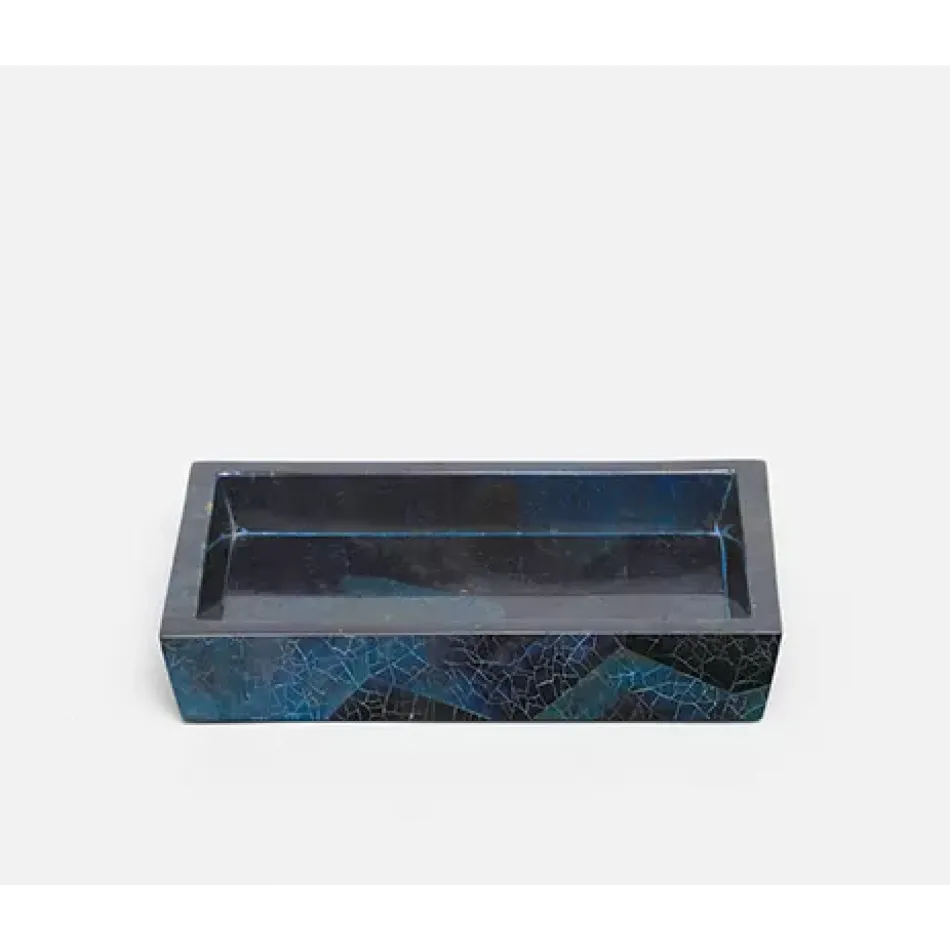 Santorini Dark Blue Soap Dish Rectangular Tapered Pen Shell