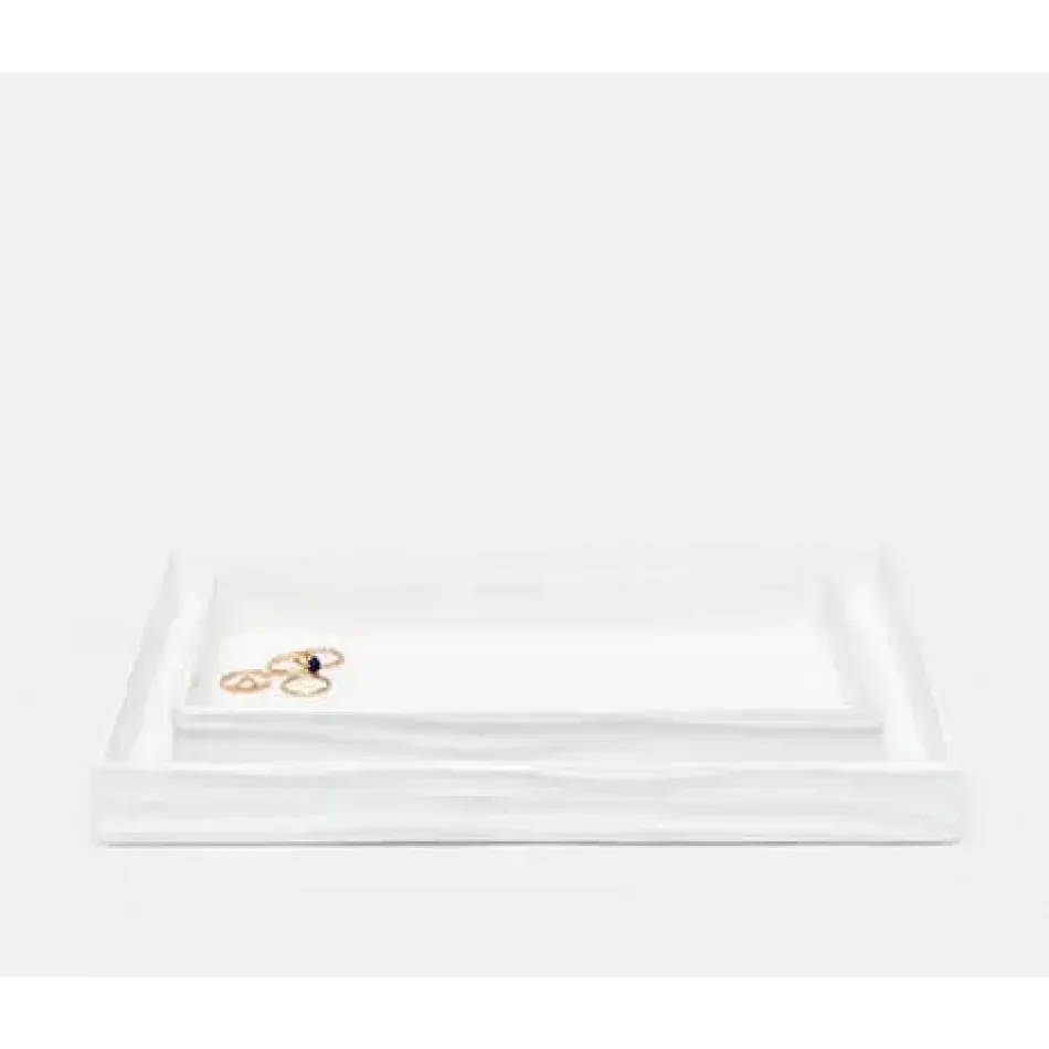 Solin White Nested Trays Rectangular Straight Lacquer Resin, Set Of 2