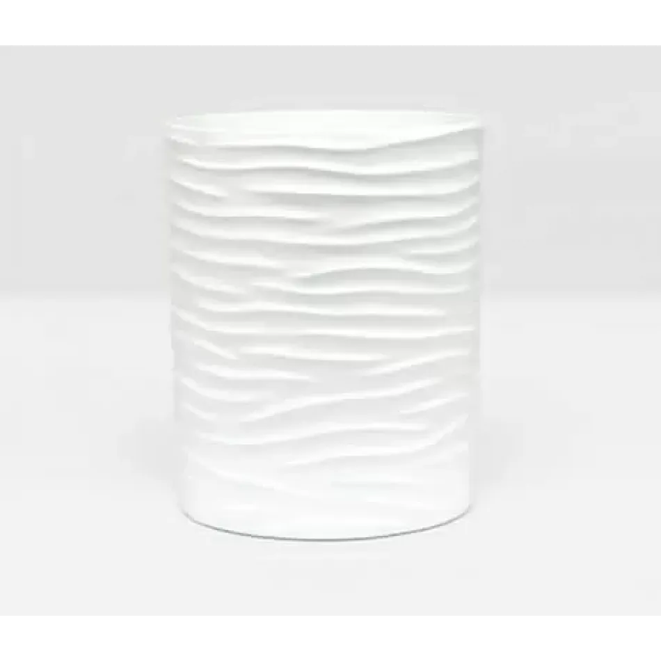 Solin White Wastebasket Round Lacquer Resin