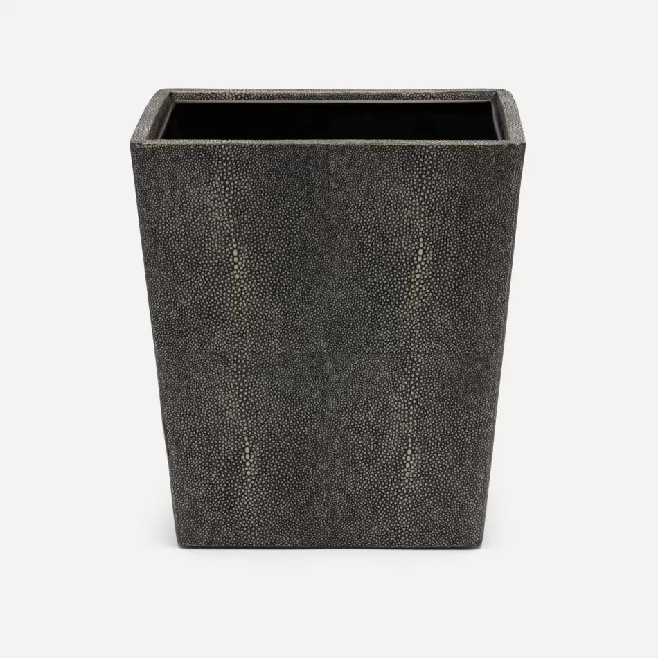 Tenby Cool Gray Wastebasket Rectangular Tapered Realistic Faux Shagreen