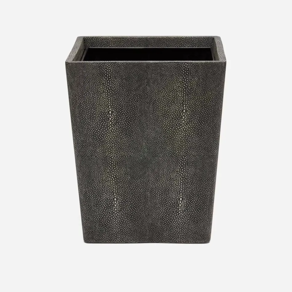 Tenby Cool Gray Wastebasket Square Tapered Realistic Faux Shagreen