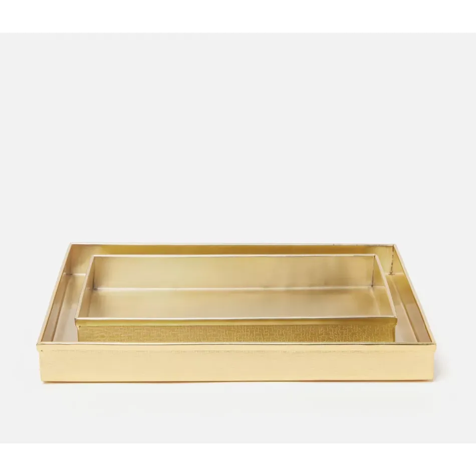 Tiset #Dnr# Trays, Set Of 2 Rs Gold Etched Stainless Steel