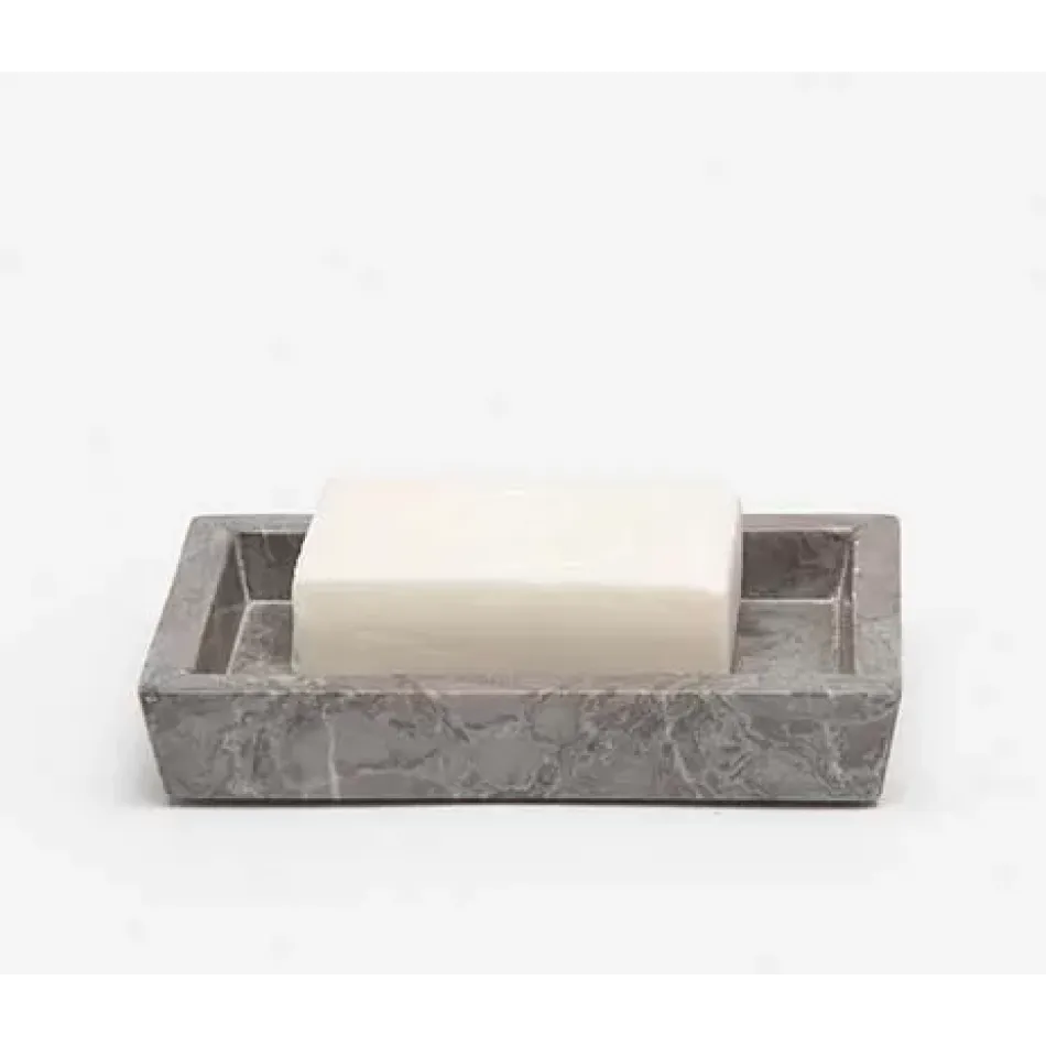 Veneto Gray Polished Soap Dish Rectangular Tapered Marble