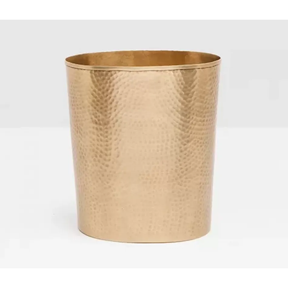 Verum Antique Brass Wastebasket Oval Hammered Metal