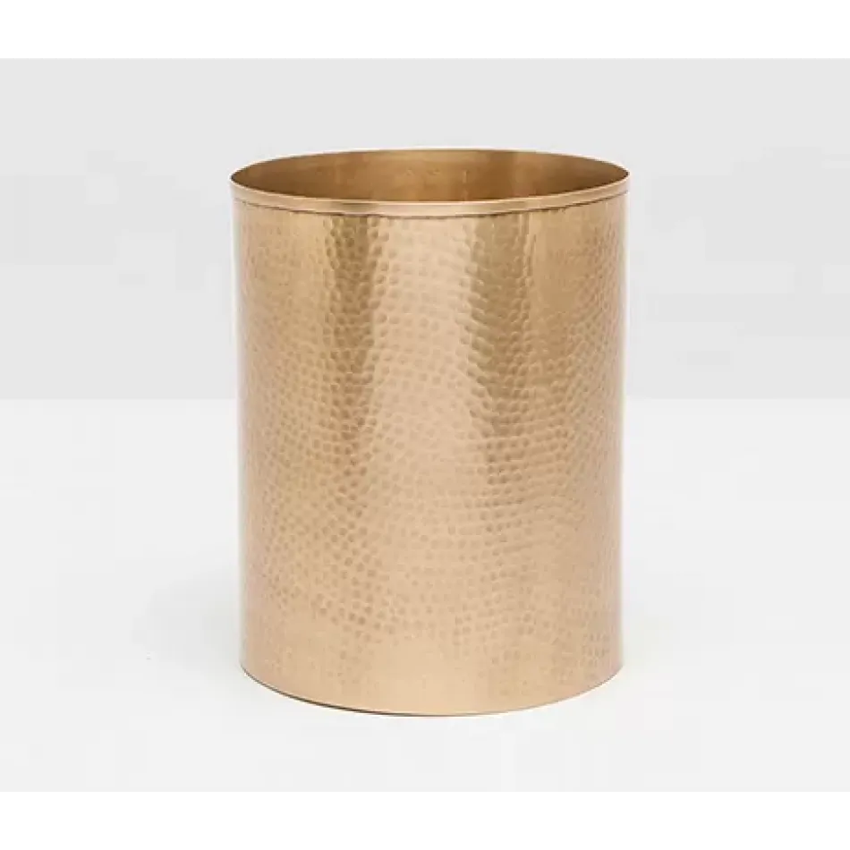 Verum Antique Brass Wastebasket Round Hammered Metal