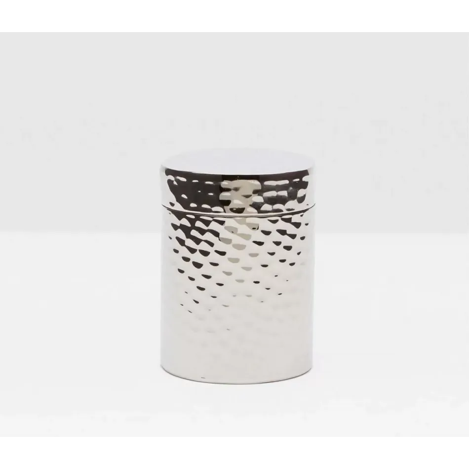 Verum Shiny Nickel Canister Small Round Hammered Metal