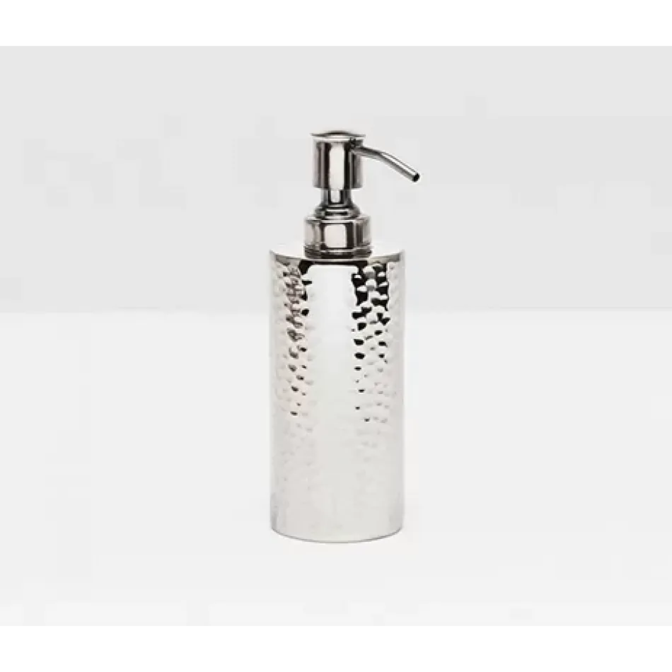 Verum Shiny Nickel Soap Pump Round Straight Hammered Metal