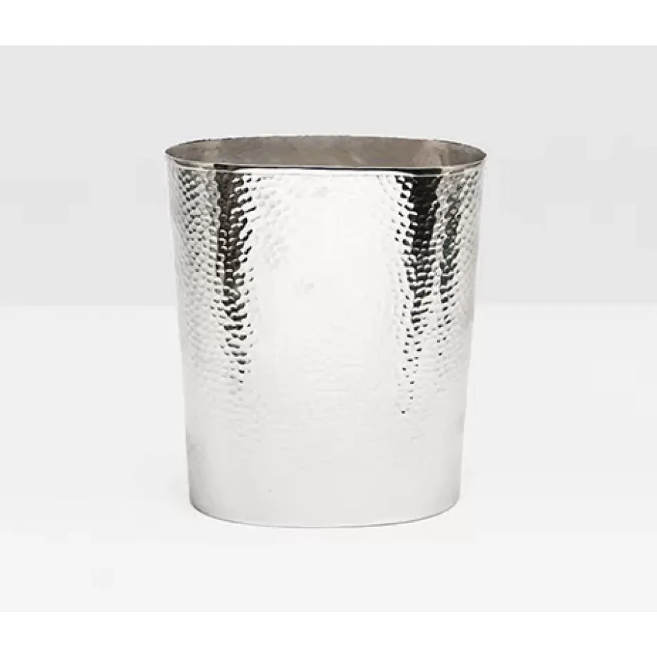 Verum Shiny Nickel Wastebasket Oval Hammered Metal