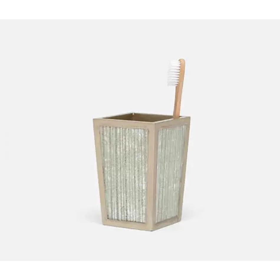 Waterford Gray Strips Brush Holder 3"L x 3"W x 4.5"H