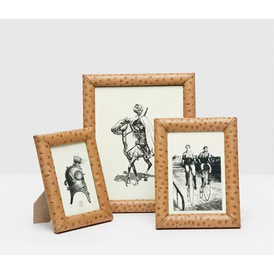 Witney Oat Brown Ostrich Full-Grain Leather Picture Frames