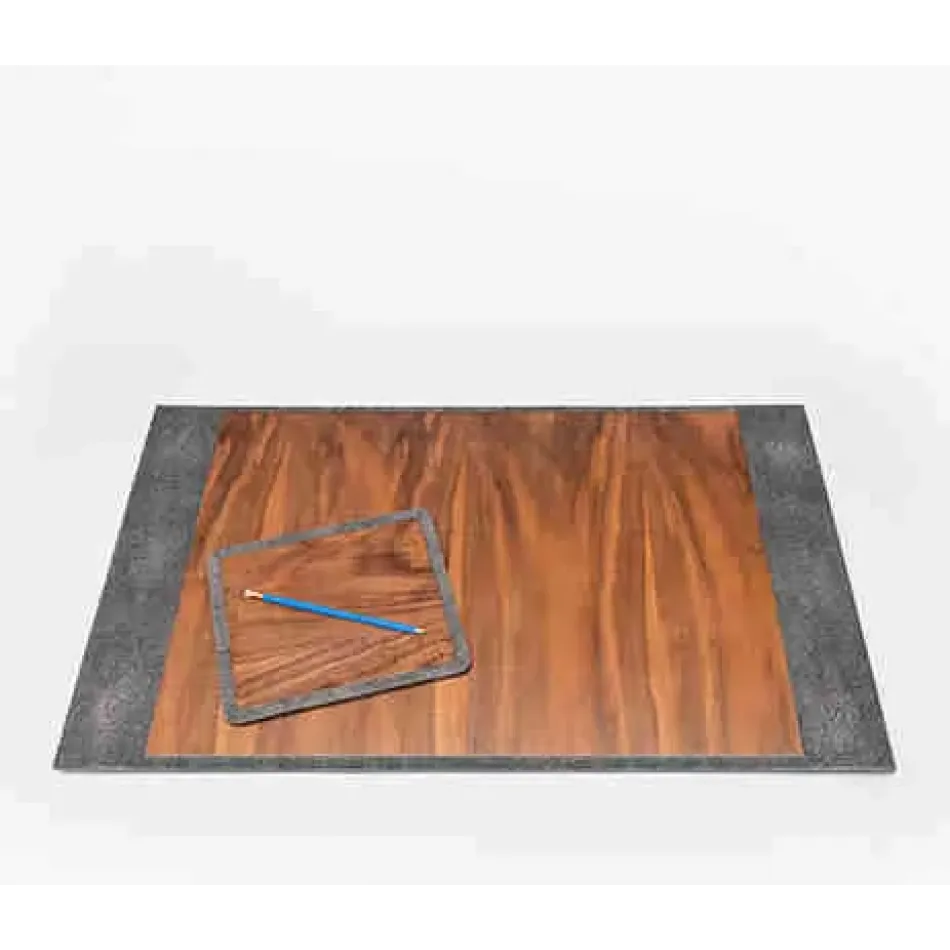 Crosby Cool Gray Desk Blotter Set Desk Blotter: 30"L x 18"W, Rectangular Mouse Pad: 9"L x 8"W