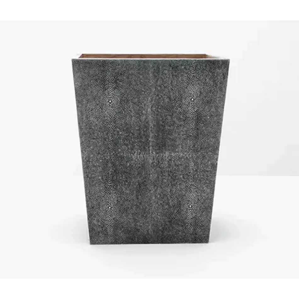 Crosby Cool Gray Wastebasket Rectangular Tapered Realistic Faux Shagreen