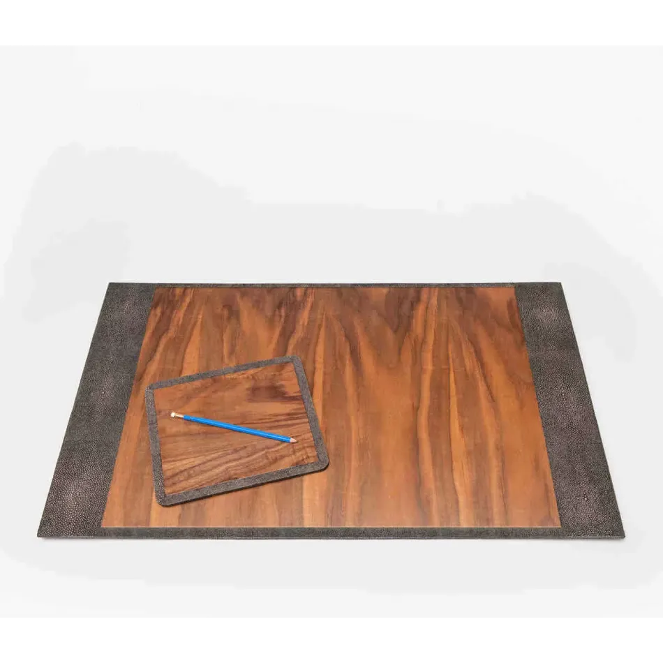 Crosby Dark Mushroom Desk Blotter Set Desk Blotter: 30"L x 18"W, Rectangular Mouse Pad: 9"L x 8"W