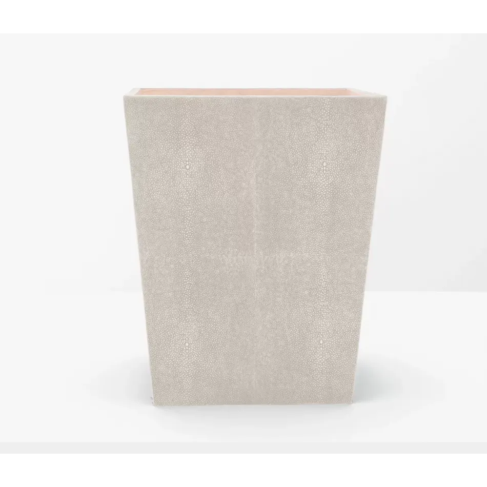 Crosby Sand Wastebasket Rectangular Tapered Realistic Faux Shagreen