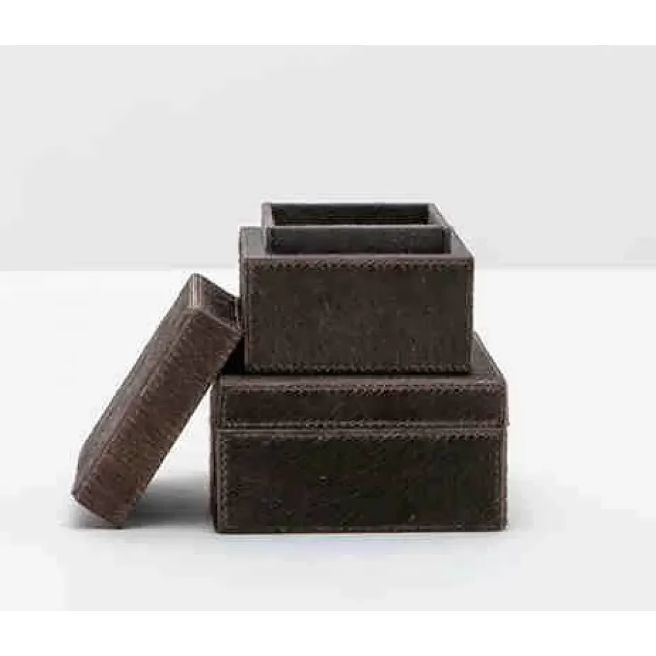 Hyde Brown Box Set Square: 5"L x 5"W x 3"H, 4"L x 4"W x 2.5"H, Set of 2