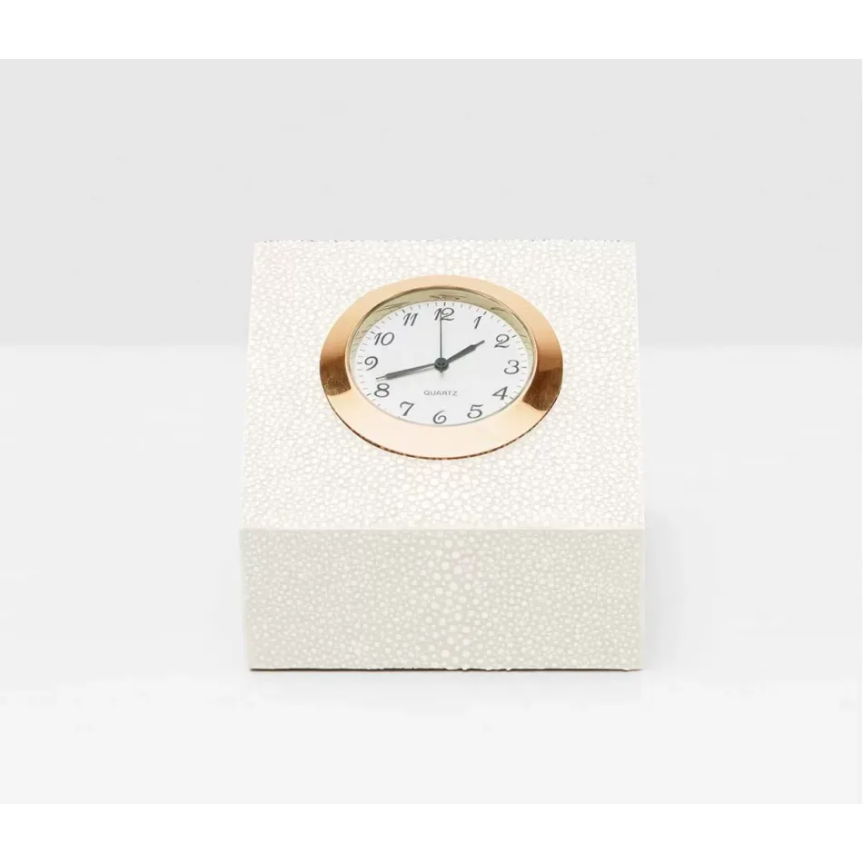 Marle Snow Square Clock Realistic Faux Shagreen