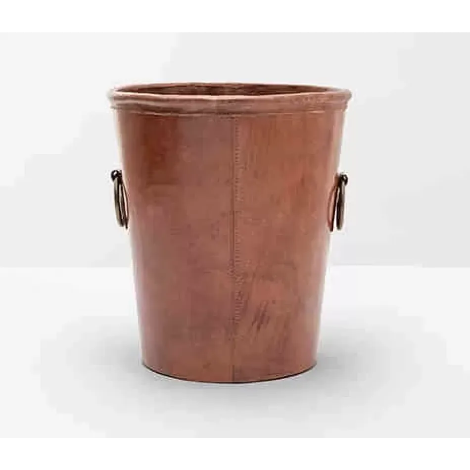 Ogden Tobacco Wastebasket Small Round Full-Grain Leather