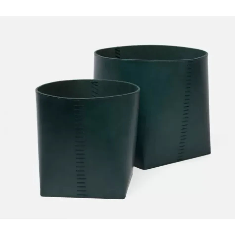 Salo Dark Teal Basket Full-Grain Leather, Set Of 2