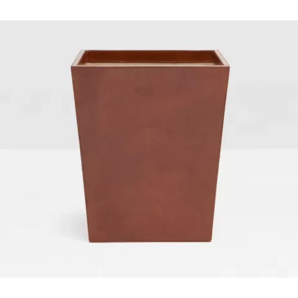 Stirling Tobacco Wastebasket Rectangular Tapered Full-Grain Leather