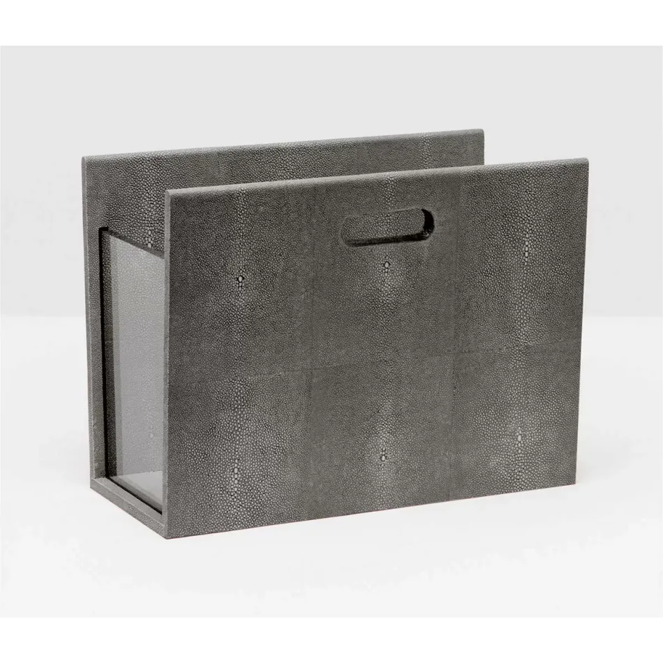 Turin Cool Gray Magazine Holder Realistic Faux Shagreen