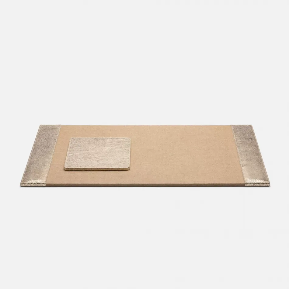 Viana Gold Foil Set: Desk Blotter And Rectangular Mouse Pad Full-Grain Leather