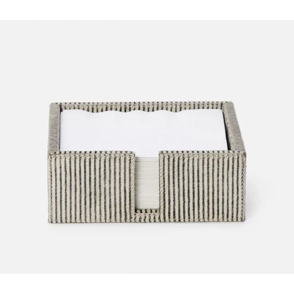 Bandar Brown Candy Striped, Luncheon Napkin Tray, Hair-On-Hide, Pack of 2