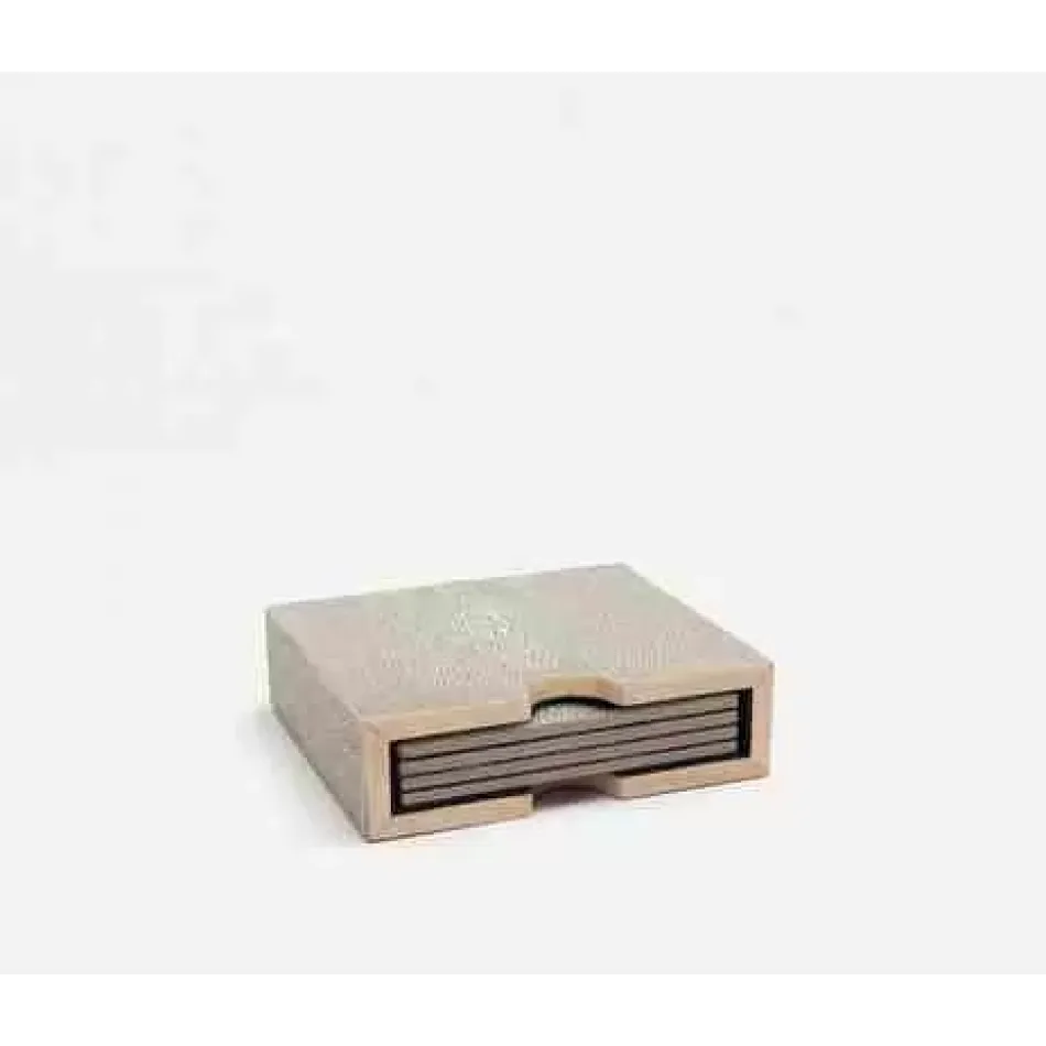 Varese Sand, Coasters Set of 4, Realistic Faux Shagreen, Pack of 2
