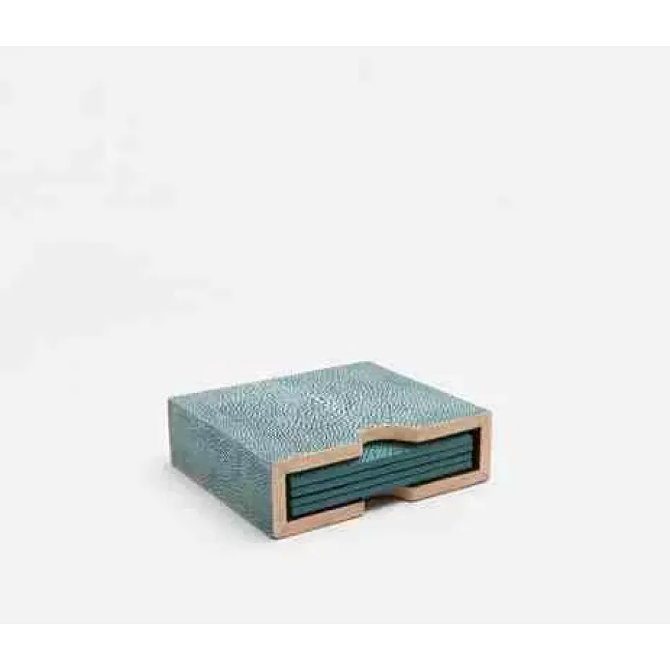 Varese Turquoise Coasters Set of 4 Realistic Faux Shagreen, Pack of 2