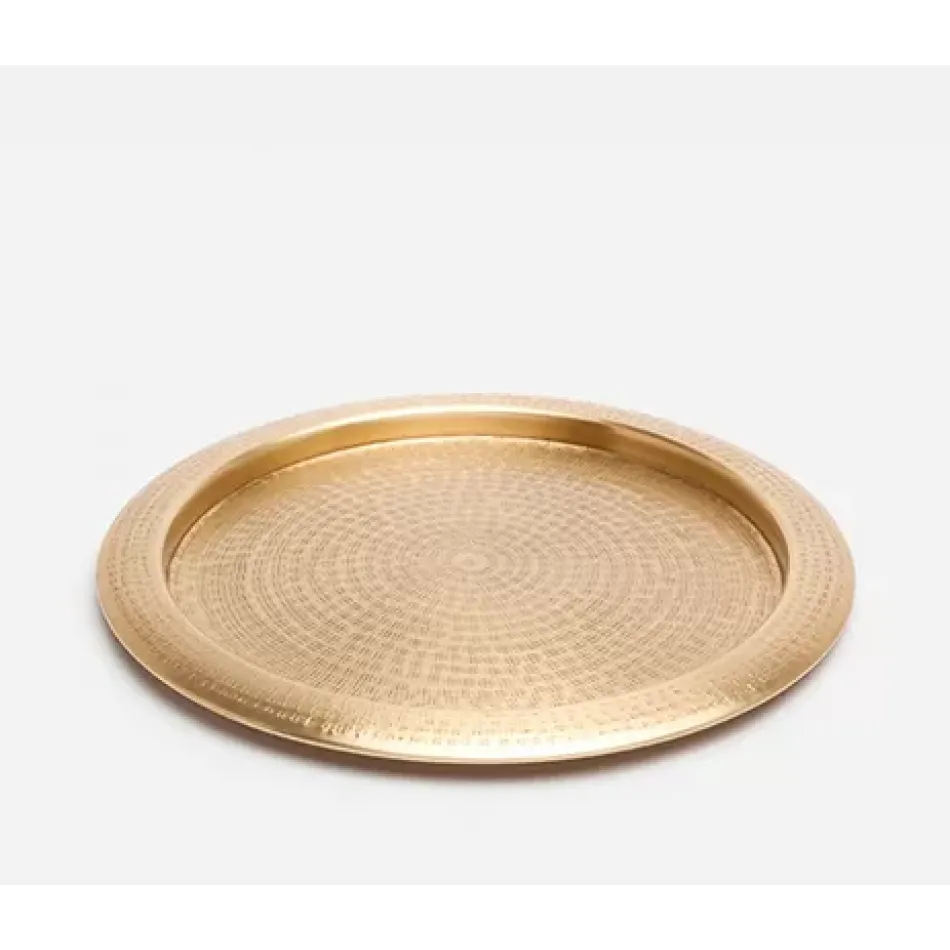 Winsford Antique Brass, Tray Round, Etched Metal