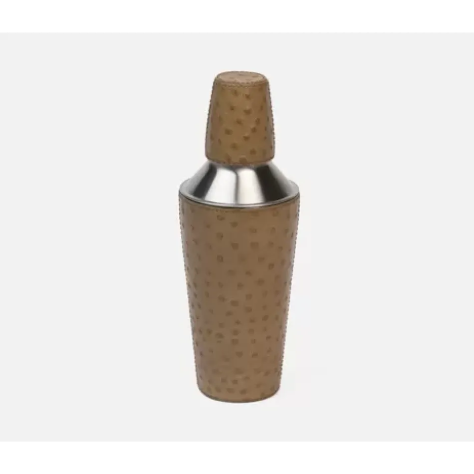 Witney Oat Brown Ostrich, Cocktail Shaker, Full-Grain Leather