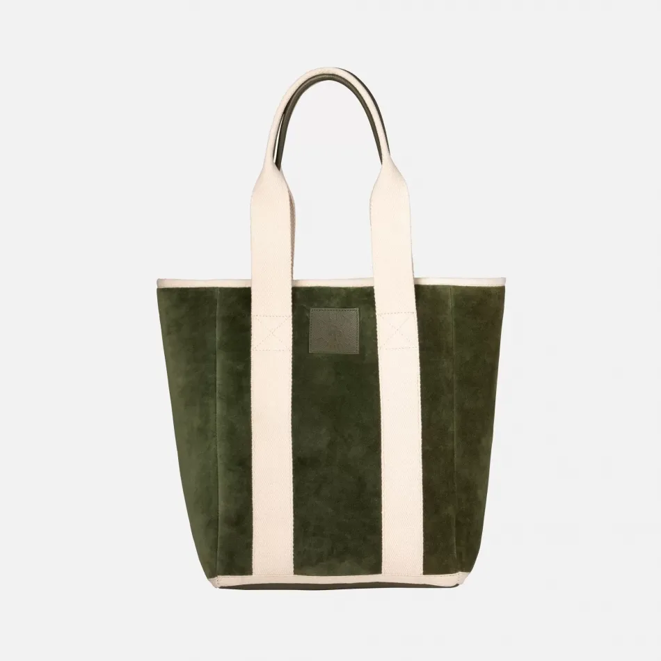 Quebec Deep Green Shopper Bag Velvet/Full Grain Leather