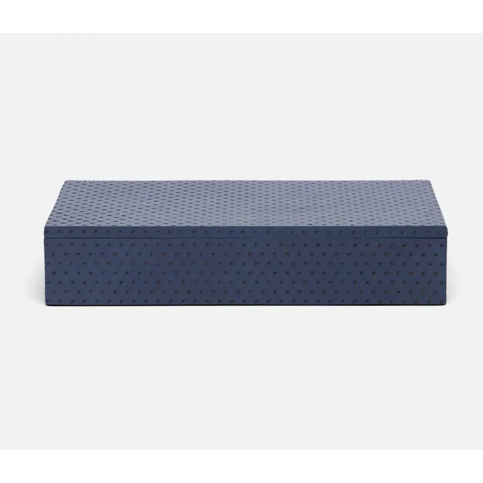 Lowell #Dnr# Perforated Navy Accent Box Large Full-Grain Leather