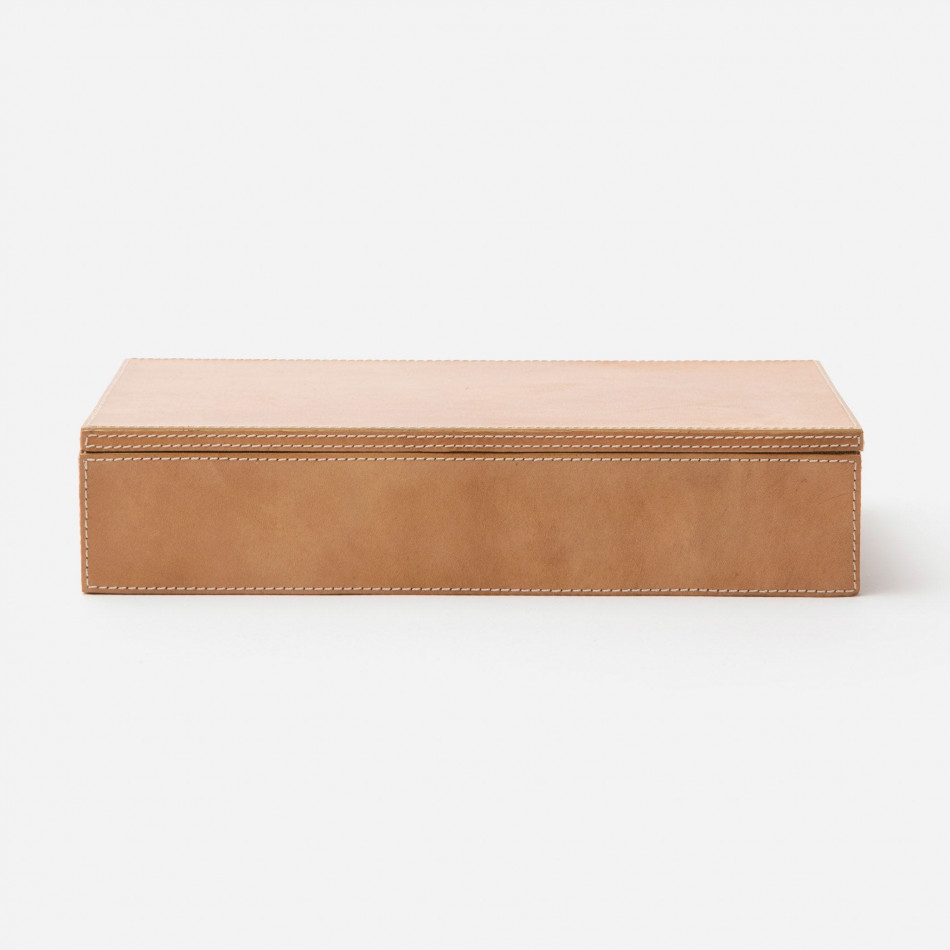 Selby Aged Camel Box Large: 13"L x 6.5"W x 2.5"H
