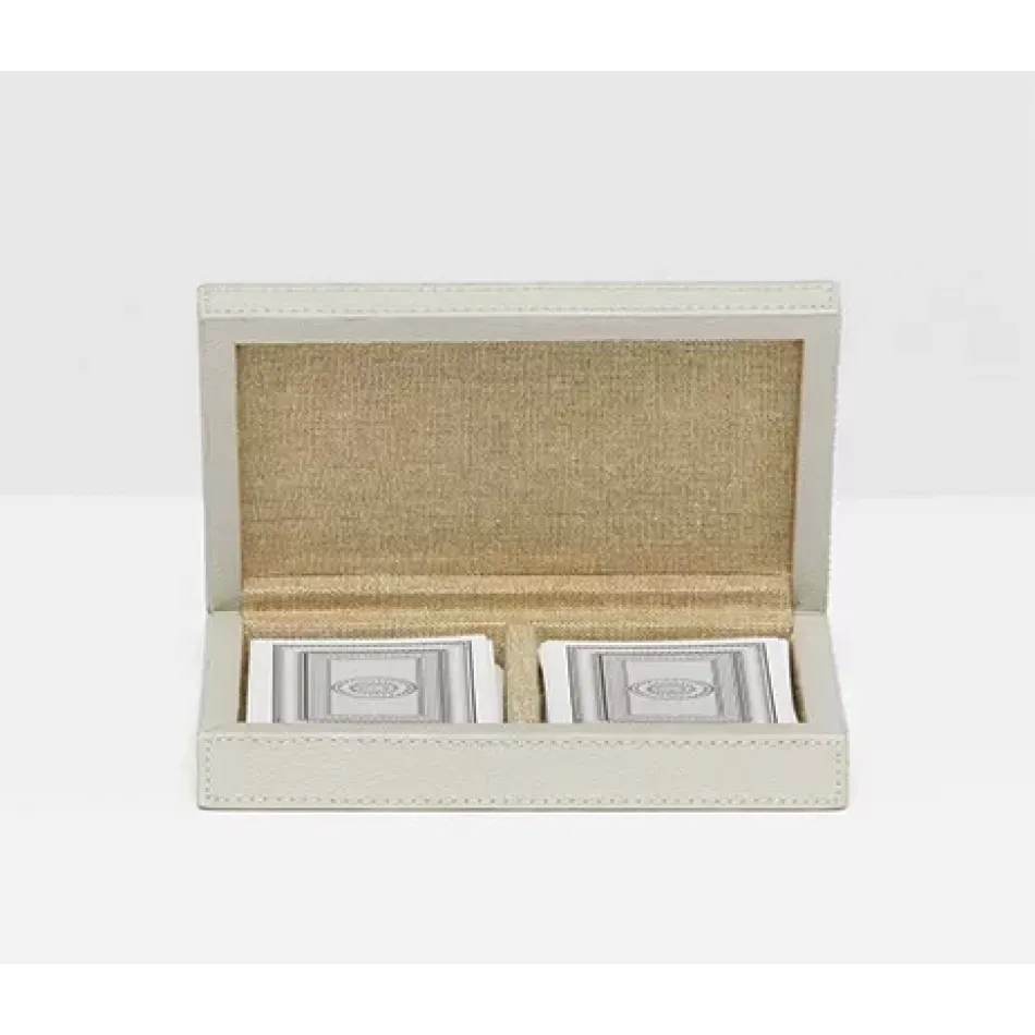 Lecco Light Gray Card Box Full-Grain Leather