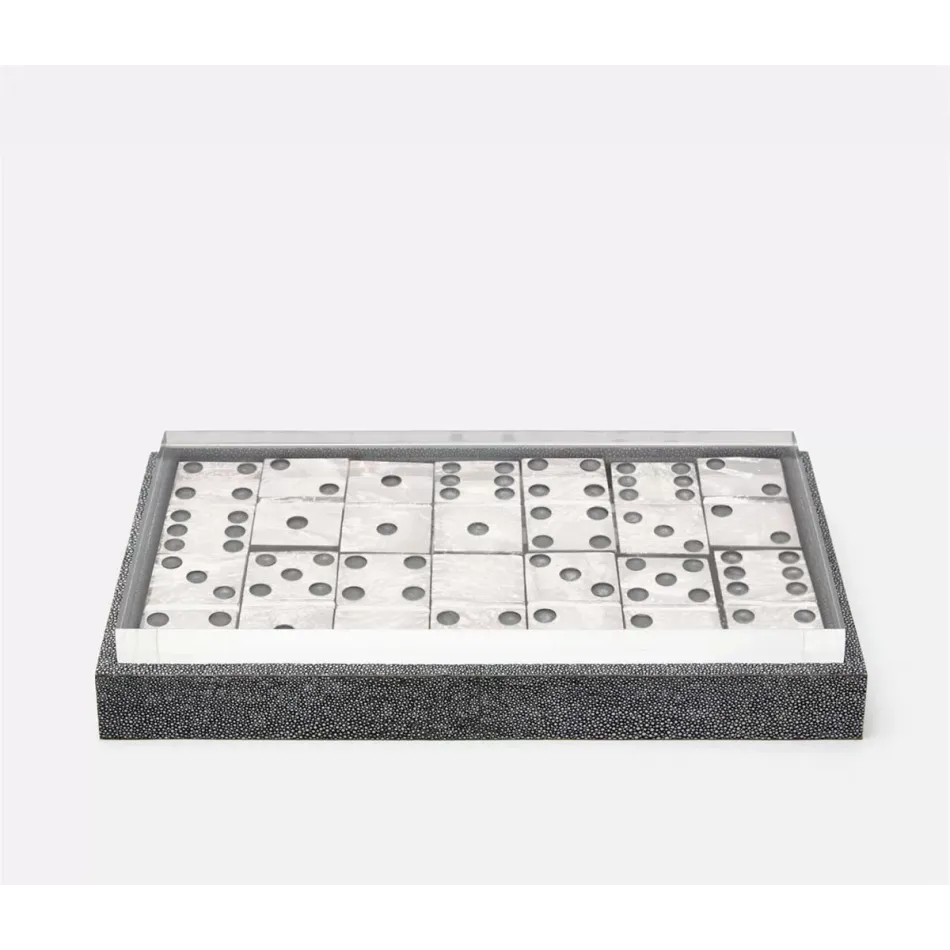 Treviso Cool Gray Realistic Faux Shagreen Domino Box Set