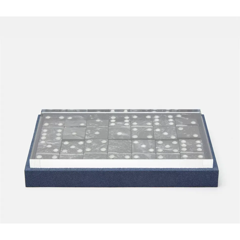 Treviso Navy Realistic Faux Shagreen Domino Box Set